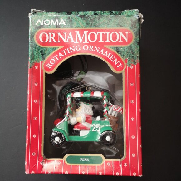 NIB Noma Rotating Christmas Ornament Santa Driving a Golf Cart "Fore" - Picture 1 of 10